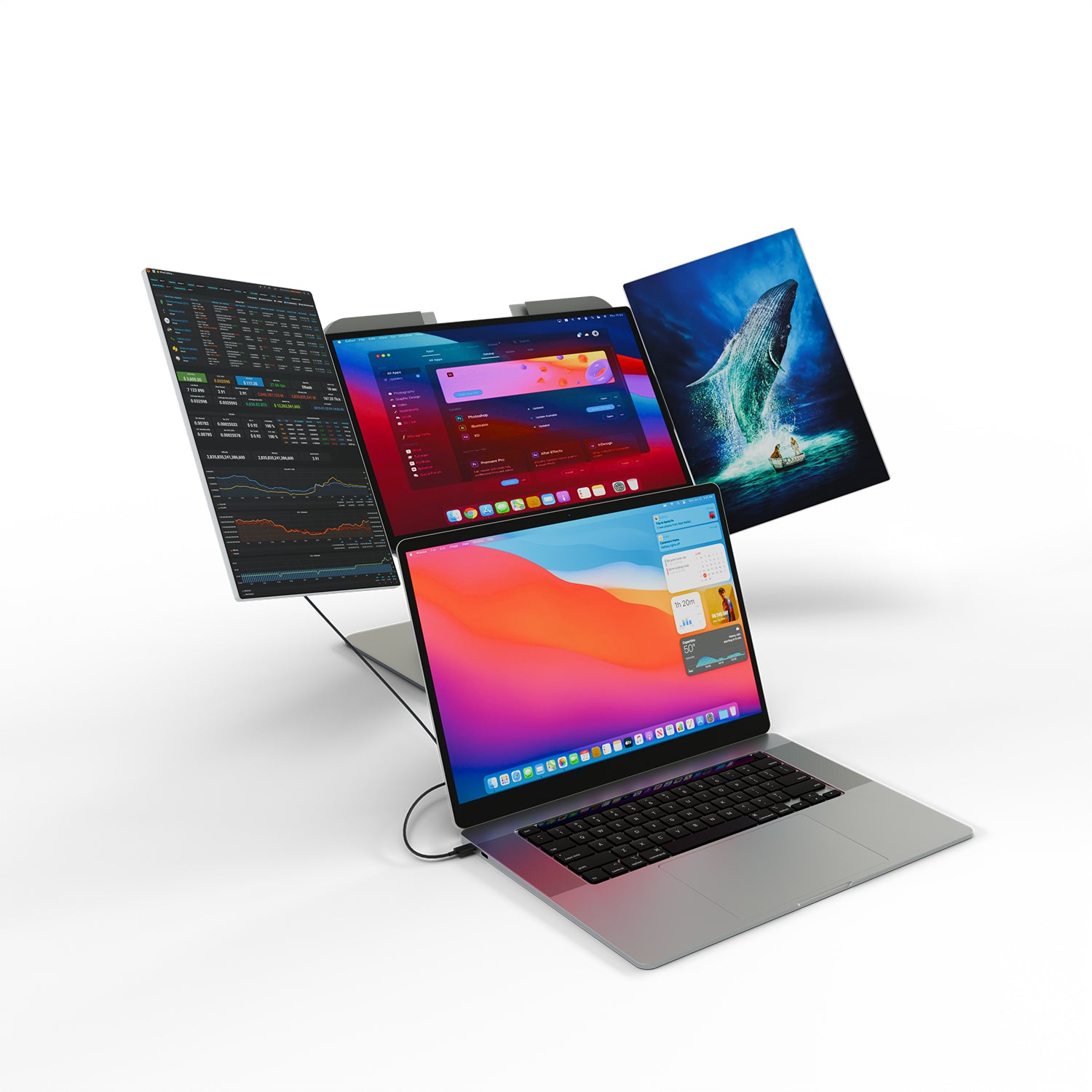 Ulepow FlexScreen Pro Trio: Modular 3x 16" Primary Display +Monitor floating stand