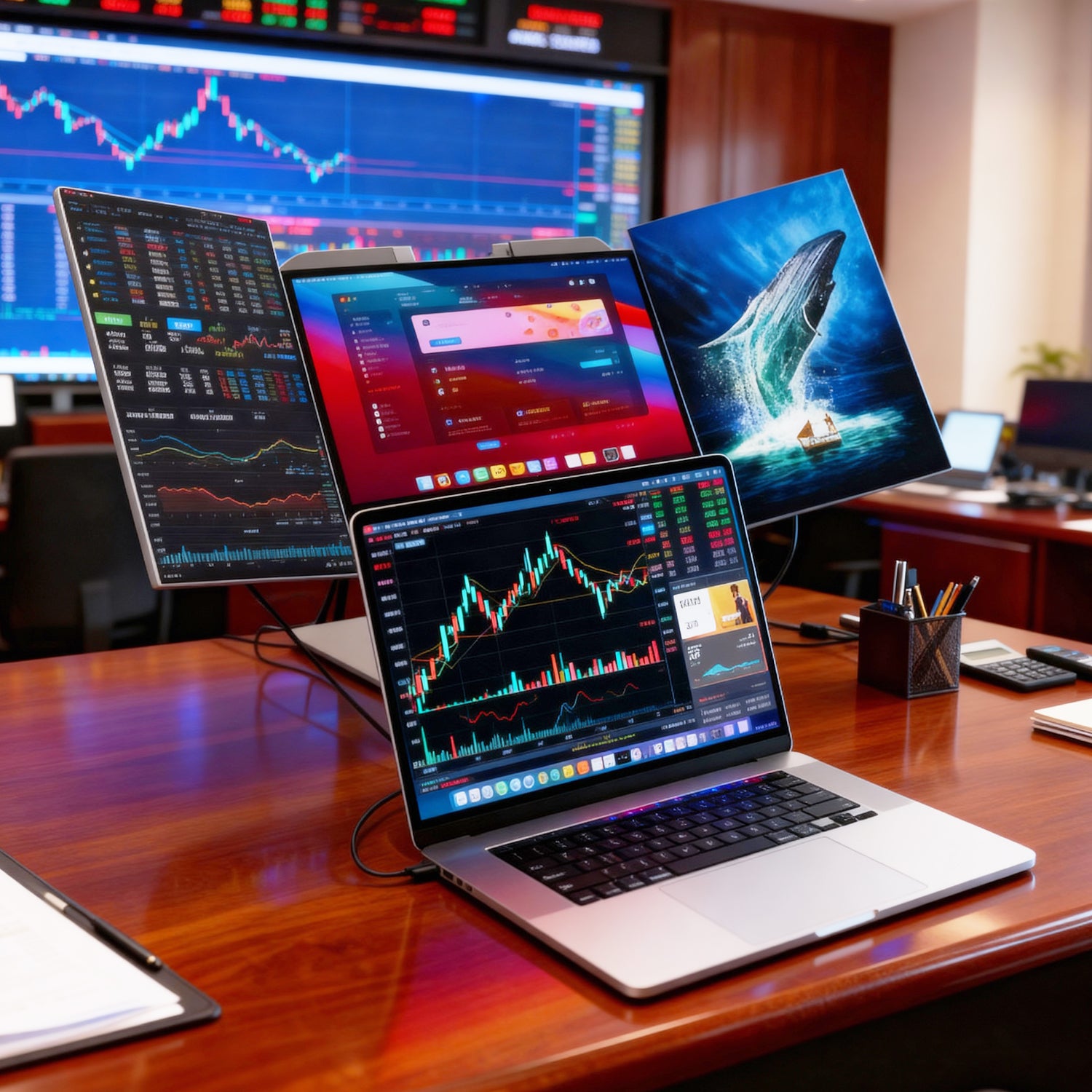 Ulepow FlexScreen Pro Trio: Modular 3x 16" Primary Display +Monitor floating stand
