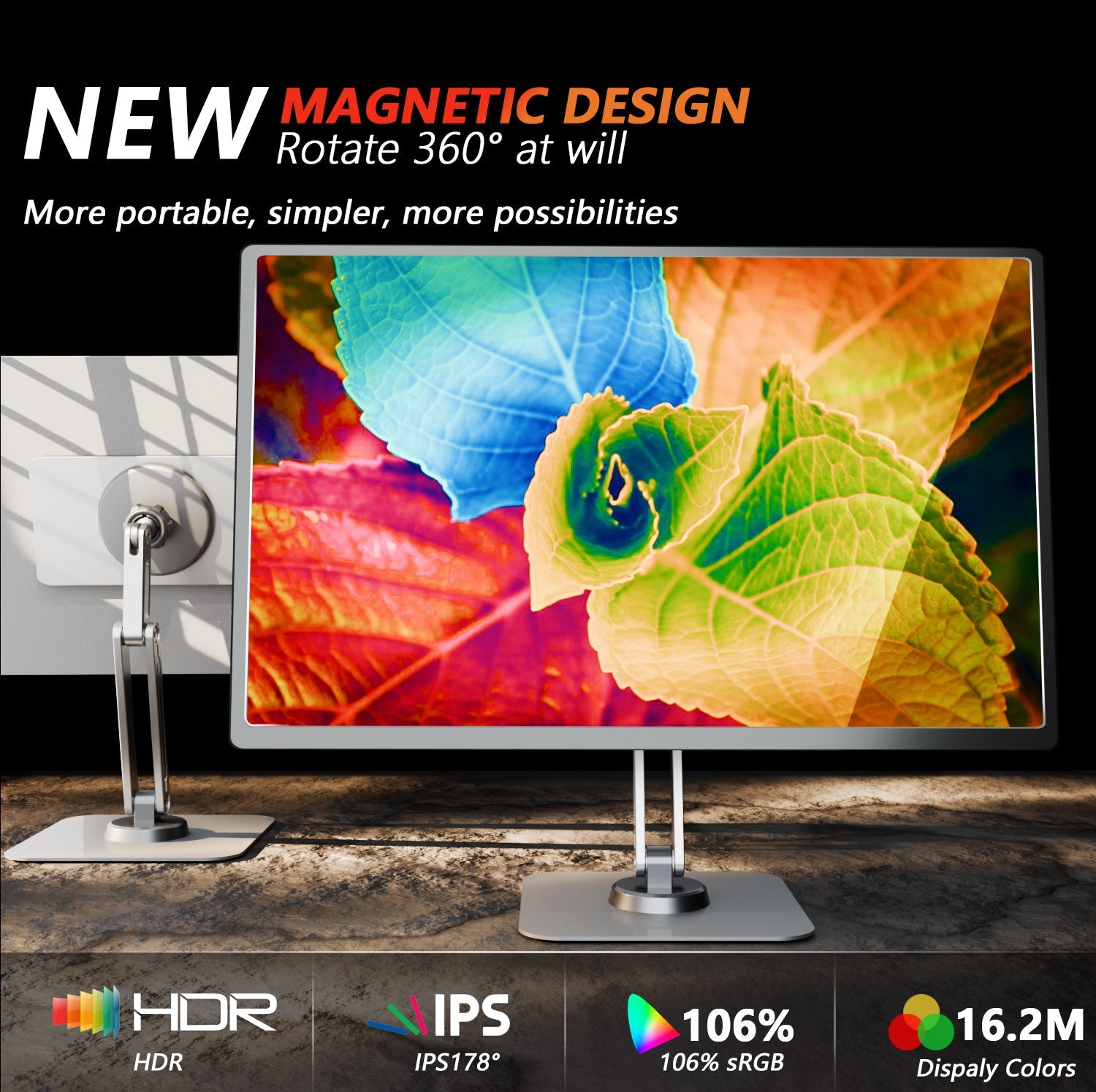 Lepow 15.6" 4K UHD IPS portable monitor with USB-C and mini HDMI for laptop and phone