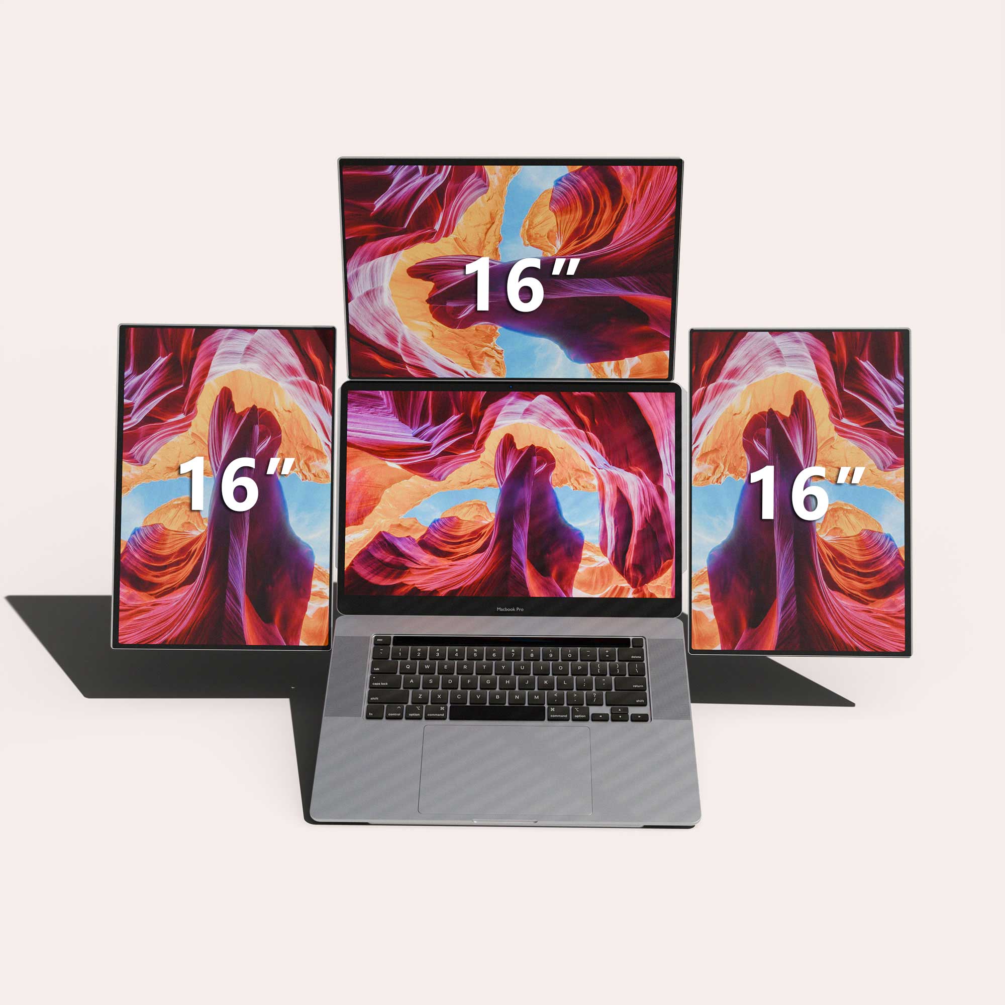 Ulepow FlexScreen Pro Trio: Modular 3x 16" Primary Display +Monitor floating stand