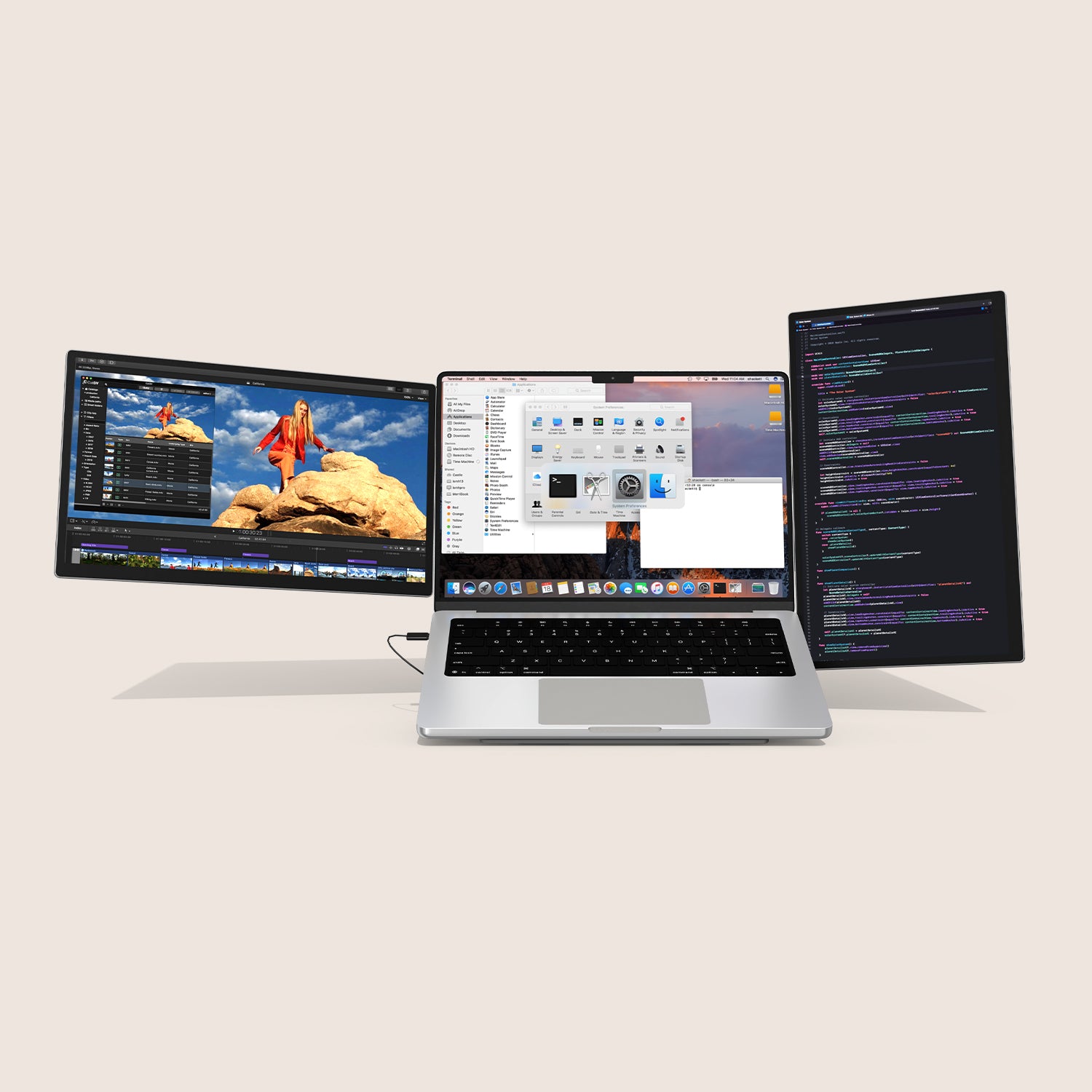 Ulepow FlexScreen Pro Trio: Modular 2x 16" Primary Display +Monitor floating stand