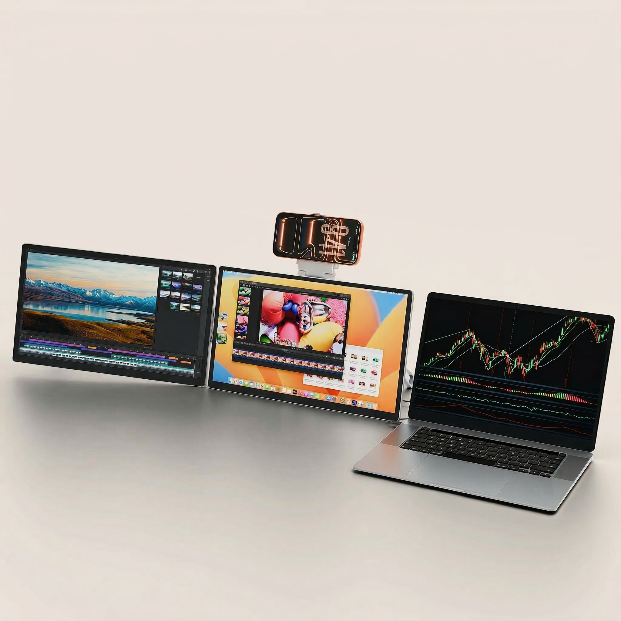 Modular Dual 16" Monitor System Compact Aluminum Stand Included